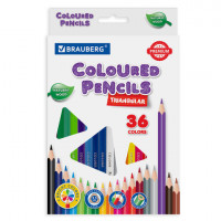 Карандаши цветные BRAUBERG PREMIUM, 36 цветов, трехгранные, грифель мягкий 3,3 мм, 181654