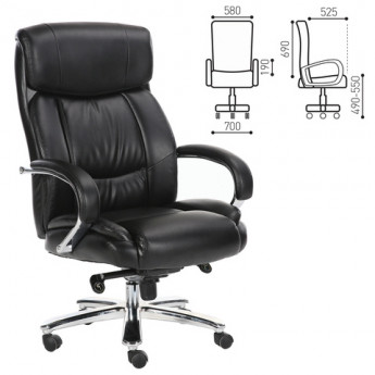Кресло офисное BRABIX PREMIUM 'Direct EX-580', хром, рециклированная кожа, черное, 531824