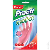 Перчатки резиновые PACLAN "PRACTI" COMFORT L, пара розовые