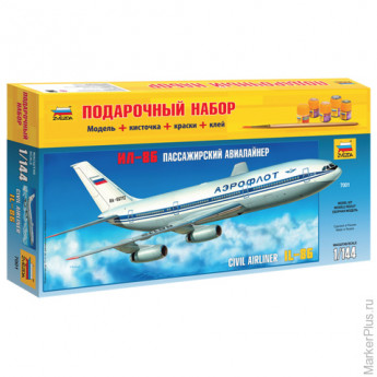 Модель для склеивания НАБОР САМОЛЕТ, "Авиалайнер пассажирский Ил-86", масштаб 1:144, ЗВЕЗДА, 7001П
