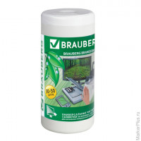 Чистящие салфетки BRAUBERG для LCD (ЖК)-мониторов, сухие и влажные в тубе, 50+50 шт., 510121