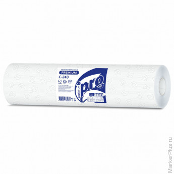 Простыни бумажные рулонные с перфорацией 50 м PROtissue PREMIUM, 2-слойные, 135 листов 37х50 см, С243