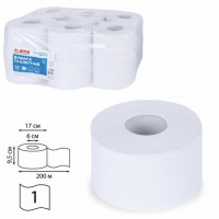 Бумага туалетная 200 м, LAIMA (T2), UNIVERSAL WHITE, 1-слойная, цвет белый, КОМПЛЕКТ 12 рулонов, 111335