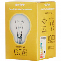 Электрическая лампа СТАРТ шарик/прозрачная 60W E27 10шт, комплект 10 шт