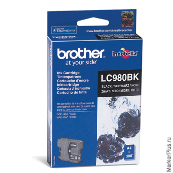 Картридж струйный BROTHER (LC980BK) DCP-145C/165C/195C/375CW, черный, оригинальный, ресурс 300 стр.