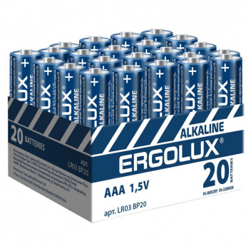 Батарейки Ergolux AAA/LR 03 Alkaline BP-20 (LR 03 BP20, 1.5В)(20 шт в уп.)