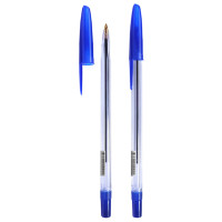 Ручка шариковая Стамм "111" синяя, 1,0мм, прозрачный корпус 50 шт/в уп