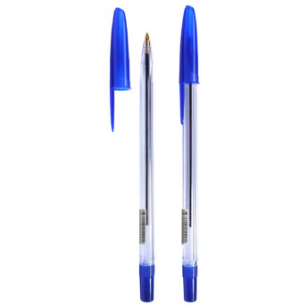 Ручка шариковая Стамм '111' синяя, 1,0мм, прозрачный корпус, 50 шт/в уп