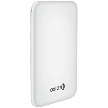 Внешний аккумулятор Oxion PowerBank UltraThin 10000mAh, покр. soft-touch, индикатор, фонарь, белый