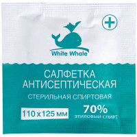 Салфетки стерильные White Whale, 110*125мм, 80шт., антисептические, спиртовые, комплект 80 шт