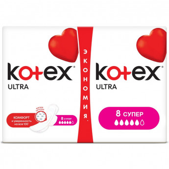 Прокладки женские гигиенические Kotex Ultra сетч супер 16шт, комплект 16 шт