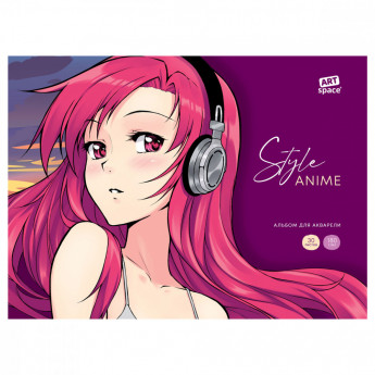 Альбом для акварели, 30л., А4, на склейке ArtSpace 'Anime style. Girl', 180г/м2