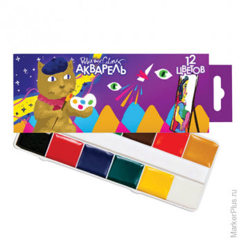 Краски акварельные POLIPAX, 12 цветов, медовые, без кисти, картонная коробка