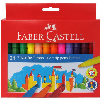 Фломастеры Faber-Castell 'Jumbo', 24цв., утолщенные, смываемые, картон, европодвес