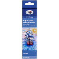 Карандаши акварельные Гамма "Лицей", 06цв.+кисть, заточен, картон, европодвес, 4 шт/в уп