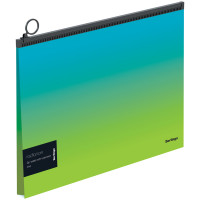 Папка-конверт на молнии с расширением Berlingo "Radiance", 180мкм, голубой/зеленый градиент, 10 шт/в уп