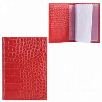 Бумажник водителя FABULA "Croco Nile", натуральная кожа, "крокодил", 6 пластиковых карманов, красный