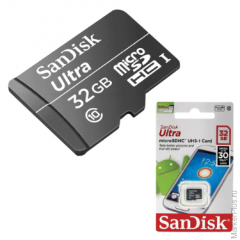 Карта памяти microSDHC 32GB SANDISK Ultra скорость передачи данных 30MB/s (class 10)