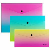 Набор пластиковых папок-конвертов на кнопке Berlingo 'Radiance', форматы А4, A5, Travel size, 3шт