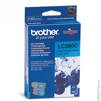 Картридж струйный BROTHER (LC980C) DCP-145C/165C/195C/375CW, голубой, оригинальный, ресурс 260 стр.