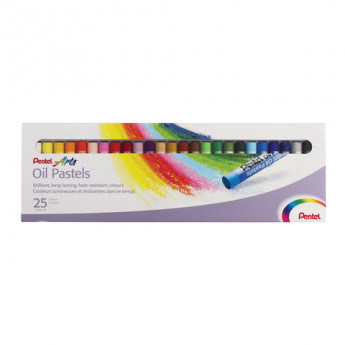 Пастель масляная художественная PENTEL 'Oil Pastels', 25 цветов, круглое сечение, картонная упаковка, PHN4-25