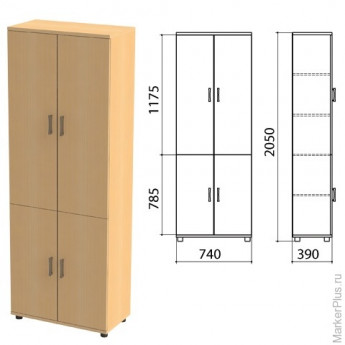 Шкаф закрытый 'Монолит', 740х390х2050 мм, цвет бук бавария (КОМПЛЕКТ)