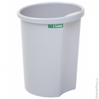 Корзина для бумаг Стамм, 12л, цельная, серая