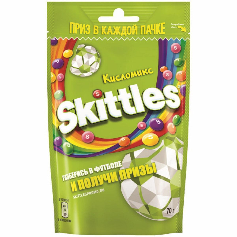 Купить конфеты драже skittles кисломикс в разноцветной глазури, 70г по цене  141,10 руб. в интернет магазине Marker
