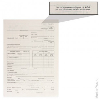 Бланк бухгалтерский, типографский "Авансовый отчет нового образца", 195х270 мм (100 шт.), 130012
