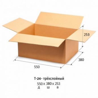 Короб картонный 550x380x253мм, Т24 бурый 10 шт/уп, комплект 10 шт