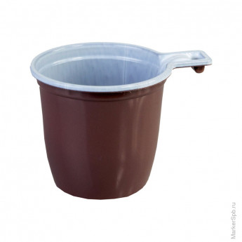 Чашки одноразовые для кофе 180мл бело-коричневые 50шт/упак