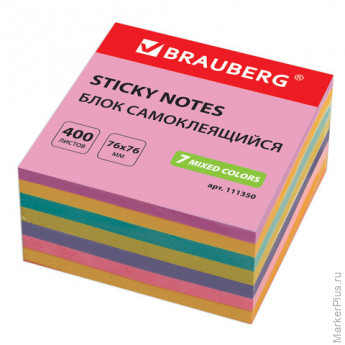 Блок самоклеящийся (стикеры) BRAUBERG НЕОНОВЫЙ 76х76 мм, 400 листов, 7 цветов, 111350 Блок самоклеящийся (стикеры) BRAUBERG НЕОНОВЫЙ 76х76 мм, 400 листов, 7 цветов, 111350