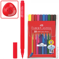 Фломастеры FABER-CASTELL "Grip", 10 цветов, трехгранные, смываемые, ПВХ упаковка, 155310