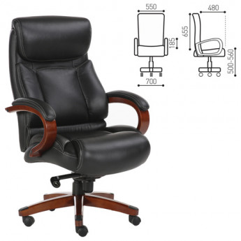 Кресло из натуральной кожи BRABIX PREMIUM 'Infinity EX-707', дерево, черное, 531826