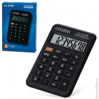 Калькулятор CITIZEN карманный LC-210N, 8 разрядов, питание от батарейки, 98х62 мм