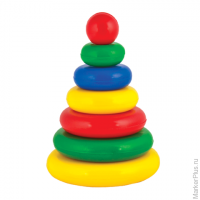 Пирамидка пластиковая "Малышок", 7 элементов (6 колец, шар), цветная, "Десятое королевство", 01602