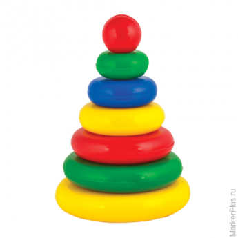 Пирамидка пластиковая 'Малышок', 7 элементов (6 колец, шар), цветная, 'Десятое королевство', 01602