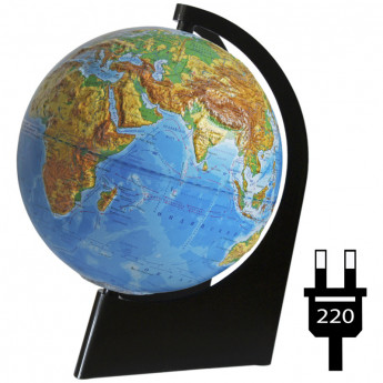 Глобус физический рельефный Глобусный мир, 21см, с подсветкой на треугольной подставке