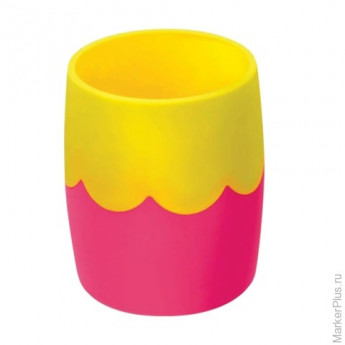 Подставка-органайзер СТАММ (стакан для ручек), розово-желтая, непрозрачная, СН502