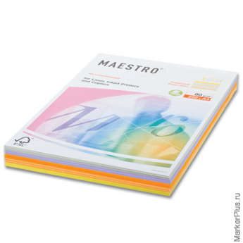 Бумага MAESTRO color А4, 80 г/м2, 250 л. (5 цв.х 50 л.), цветная, умеренно-интенсивная (тренд) RB03