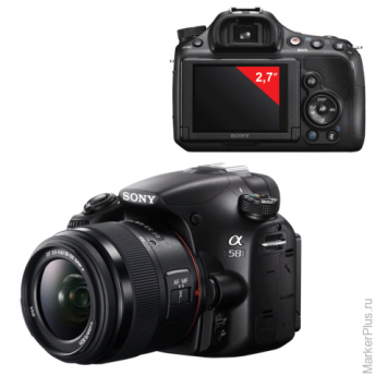 Фотоаппарат зеркальный SONY ALPHA SLT-A58K, 18-55 мм, 20,1 Мп, 2,7" ЖК-монитор поворотный, Full HD, SLTA58K.CEC