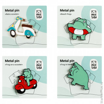 Набор металлических значков MESHU "Frog in trend", эмаль, 4шт