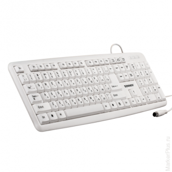 Клавиатура проводная SONNEN KB-100W, PS/2, 104 кнопки, белая, 511301