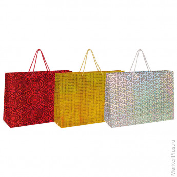 Пакет подарочный (1 шт.) 62x17x42 см, "BIG SIZE", голография, ассорти 3 цвета, ЗОЛОТАЯ СКАЗКА, 609731