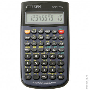 Калькулятор научный SRP-265N 8+2 разрядов, 129 функций, пит. от батарейки, 148*75*12мм, черный