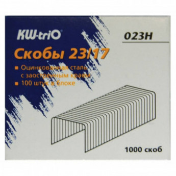 Скобы для степлера N23/17 KW-Trio 023H, оцинкованные 1000 шт в уп, комплект 1000 шт
