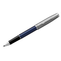 Ручка-роллер Parker "Sonnet Sand Blasted Metal&Blue Lacquer" черная, 0,8мм, подар. уп.