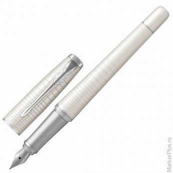 Ручка перьевая PARKER "Urban Premium Pearl Metal CT", корпус жемчужно-белый, латунь, лак, хром, 1931609, синяя