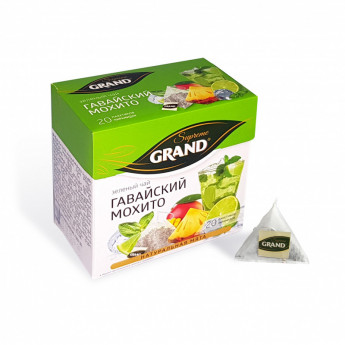 Чай Grand зеленый Гавайский Мохито Ягоды в пирамидках, 20штx1,8г/уп, комплект 20 шт