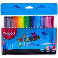 Фломастеры Maped "Color'Peps Ocean", 18цв., смываемые, ПВХ, европодвес, 2 шт/в уп